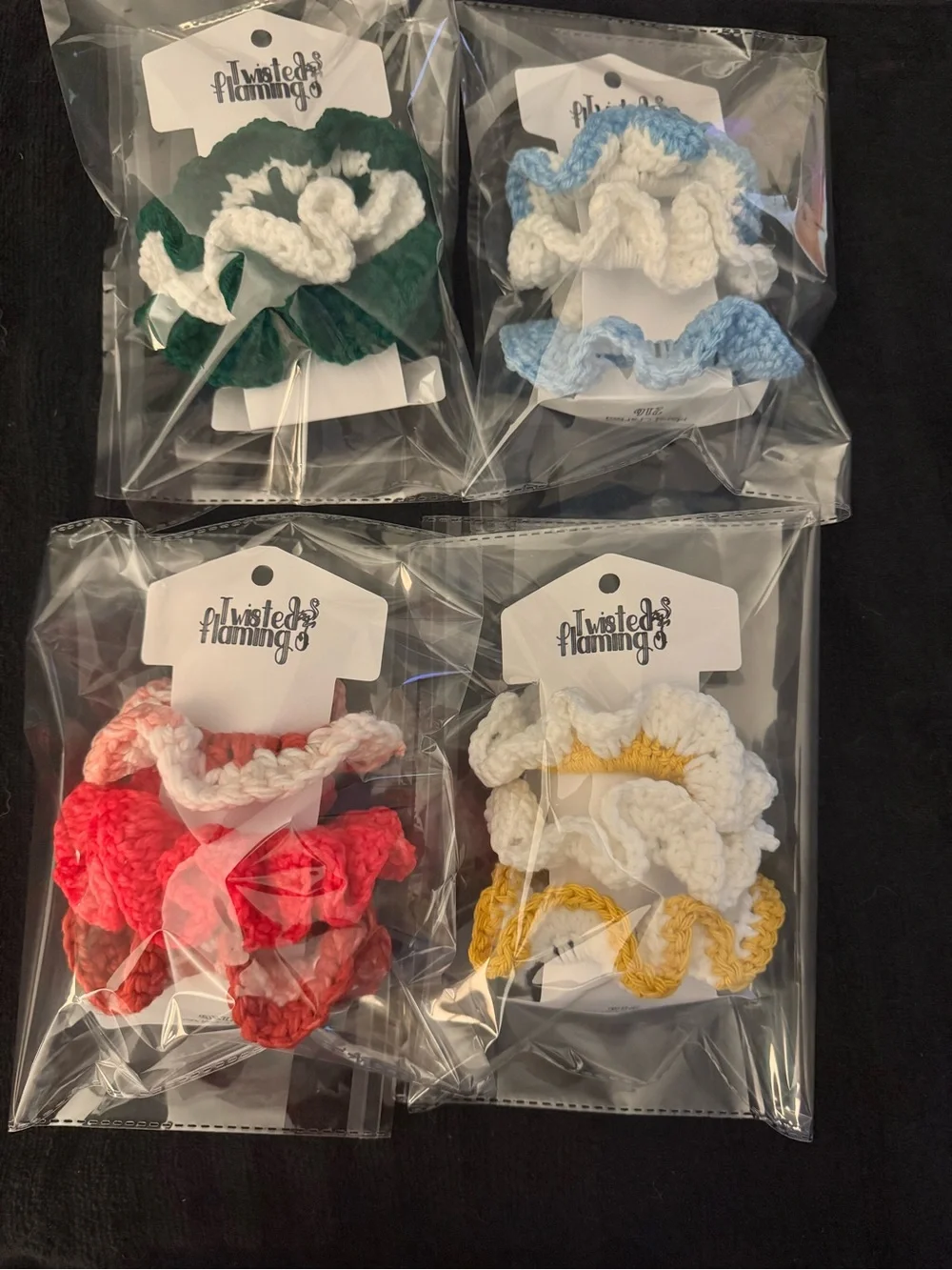 Crochet Ruffle Hair Scrunchies - W/Y